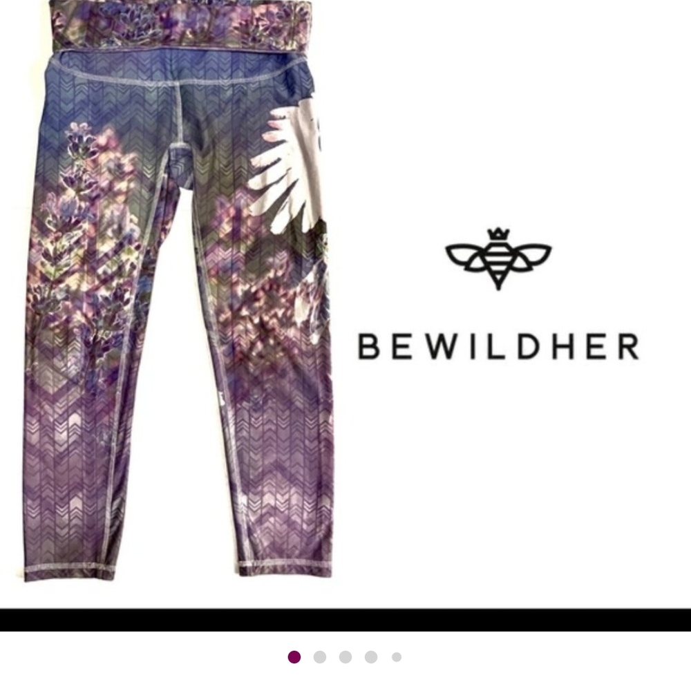 Purple Floral Capris Length Leggings